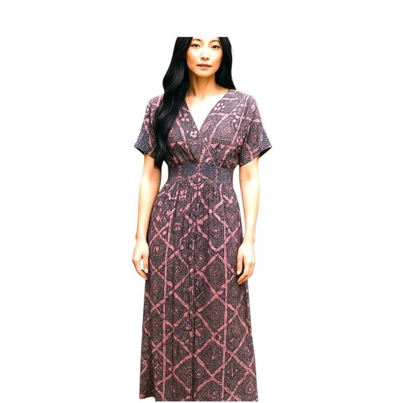 Closet Dresses & Skirts - Closet London Boho Print Kimono Maxi Dress Pink Size 6 Coastal Summer Hippie